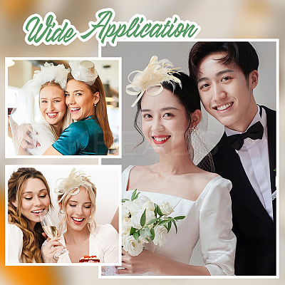 Polyester & Fether Hair Accessories AJEW-WH0031-31A-1