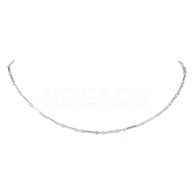 304 Stainless Steel Cuboid Bar Link Chain Necklaces for Women Men NJEW-JN05196-02-1
