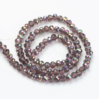 Electroplate Transparent Glass Beads Strands EGLA-A034-T8mm-R03-1