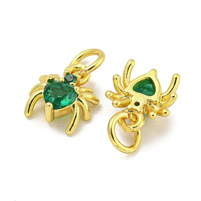 Rack Plating Brass Micro Pave Cubic Zirconia Spider Charms ZIRC-I065-02E-1
