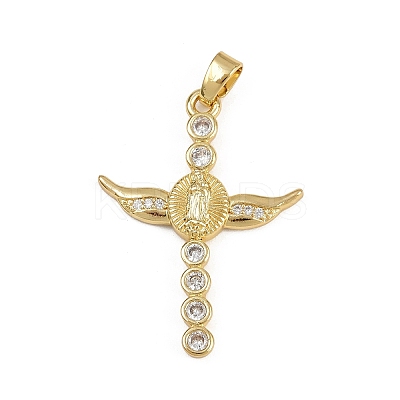 Brass Micro Pave Cubic Zirconia Pendants KK-D409-47B-G-1