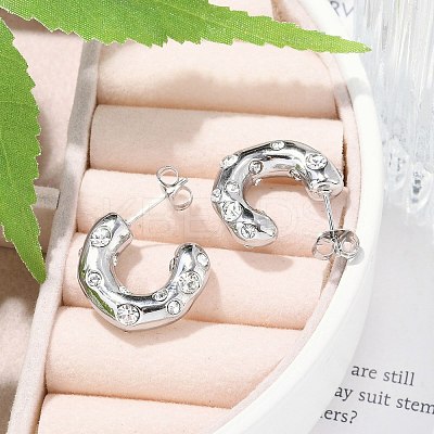 304 Stainless Steel Rhinestone Stud Earrings LS-EJEW-M070-18P-1