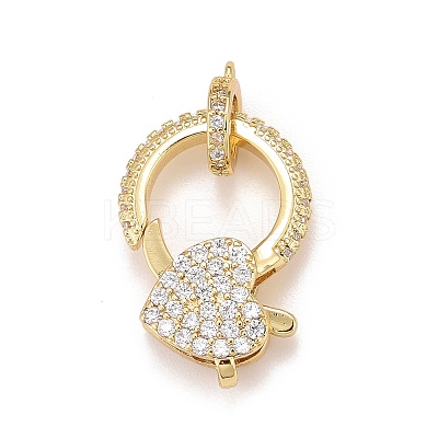 Brass Micro Pave Cubic Zirconia Lobster Claw Clasps X-KK-A161-02G-1