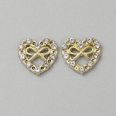 Heart with Bowknot Alloy Glass Cabochons MRMJ-WH0202-012A-G-1