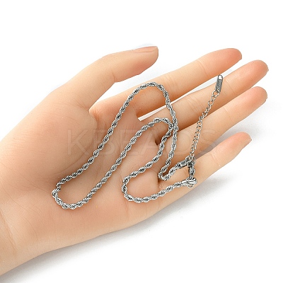 304 Stainless Steel Rope Chain Necklace for Men Women NJEW-YW0001-19-1