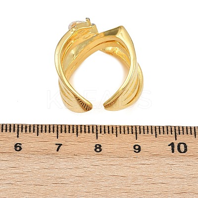 Brass Micro Pave Cubic Zirconia Cuff Rings for Women RJEW-L132-06G-1