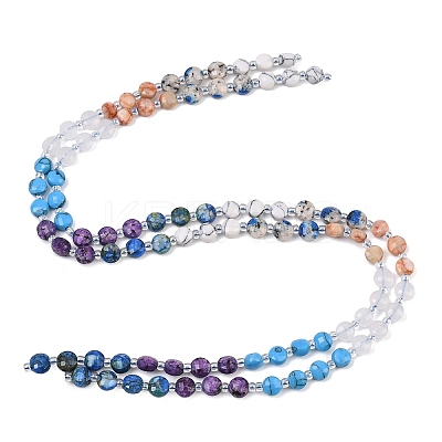 Dyed Natural White Jade & Red Netstone & Quartz Crystal & K2 Stone & Synthetic Turquoise Beads Strands G-Z135-B03-1