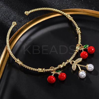 Brass Micro Pave Clear Cubic Zirconia Cuff Bracelets BJEW-M075-01G-1