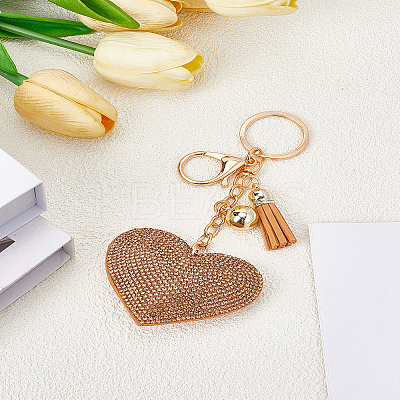 1Pc Cloth Rhinestone Heart Pendant Decorations HJEW-LP0001-81B-1