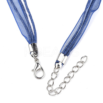 Waxed Cord and Organza Ribbon Necklace Making NCOR-T002-227-1
