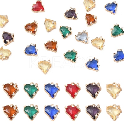 20Pcs Brass Micro Pave Cubic Zirconia with Glass Charms KK-YW0002-93-1
