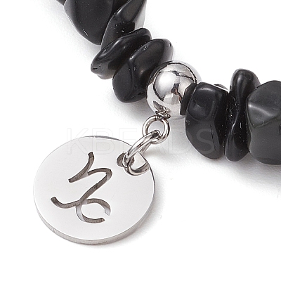 Natural Obsidian Chip Beaded Stretch Bracelets BJEW-JB11133-12-1