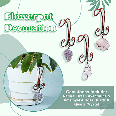 3Pcs Nuggets Natural Amethyst & Rose Quartz & Quartz Crystal Flowerpot Decoration HJEW-OC00088-1