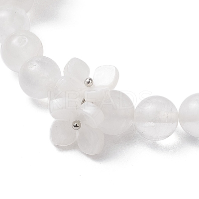 Natural Quartz Crystal Round Beaded Charm Bracelets BJEW-TA00615-02-1
