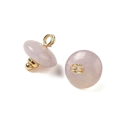 Natural Lepidolite Rondelle Charms with Rack Plating Brass Loops G-G110-05B-09-1