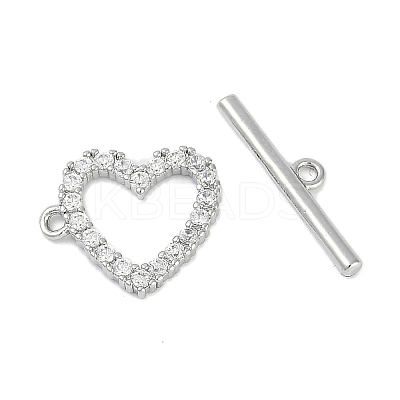 Brass Micro Pave Clear Cubic Zirconia Toggle Clasps KK-K391-07P-1