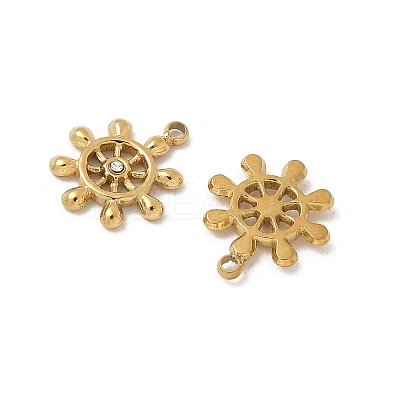 304 Stainless Steel Rhinestone Pendants Ion Plating(IP) STAS-V015-21G-1