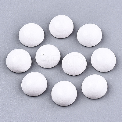 Spray Painted White Wood Cabochons WOOD-TAC0001-23A-1