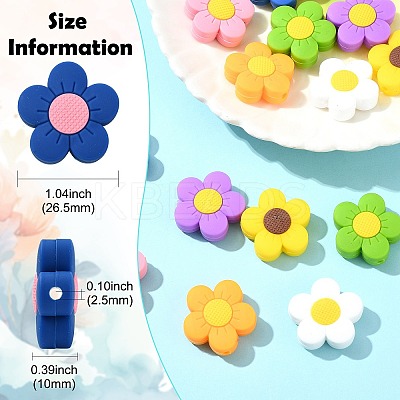14Pcs 7 Colors Silicone Beads SIL-CJ0002-90-1