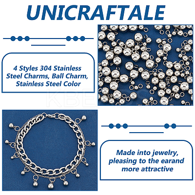 160Pcs 4 Styles 304 Stainless Steel Charms STAS-UN0061-17-1