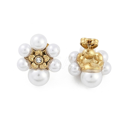 Ion Plating(IP) 304 Stainless Steel Flower Stud Earrings EJEW-A119-03G-1