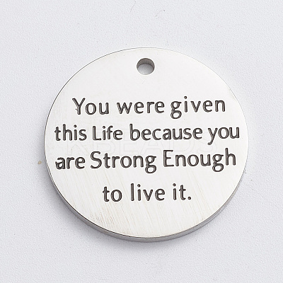 304 Stainless Steel Quote Pendants LS-STAS-WH0014-02P-1