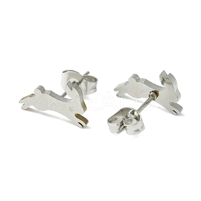 Non-Tarnish Cute Little Animal Theme 304 Stainless Steel Stud Earrings EJEW-B041-02F-P-1