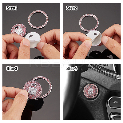3 Sets 3 Colors Self Adhesive Zinc Alloy with Rhinestone Car Stickers DIY-AR0001-48-1