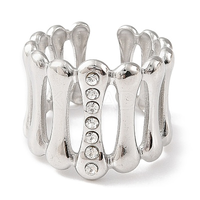 304 Stainless Steel Open Cuff Ring for Women RJEW-F166-04P-02-1