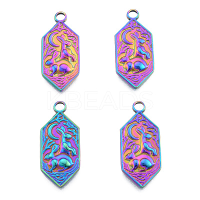Ion Plating(IP) 201 Stainless Steel Pendants STAS-N098-254M-1