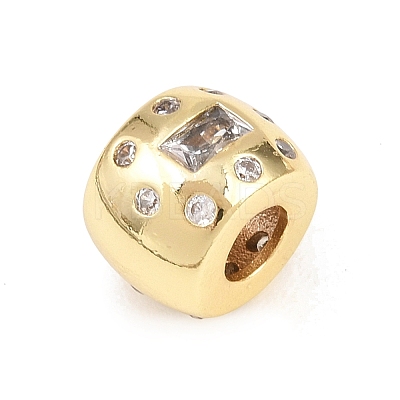 Brass Micro Pave Cubic Zirconia European Beads KK-C162-058G-02-1