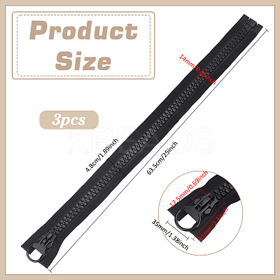 3Pcs Polyester Zippers for Garment Accessories DIY-BC0015-73B-1