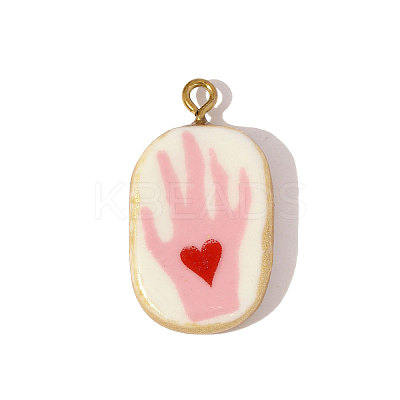 304 Stainless Steel & Porcelain Pendants STAS-OY005-85G-1
