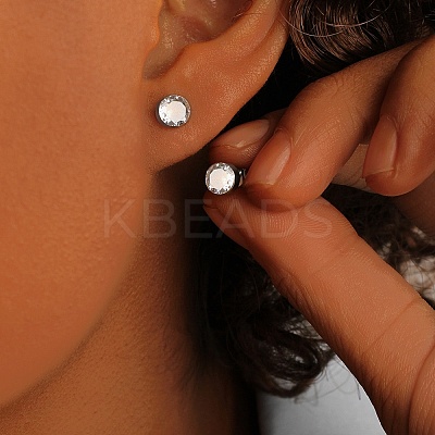 304 Stainless Steel Clear Cubic Zirconia Stud Earrings EJEW-Q044-07P-1