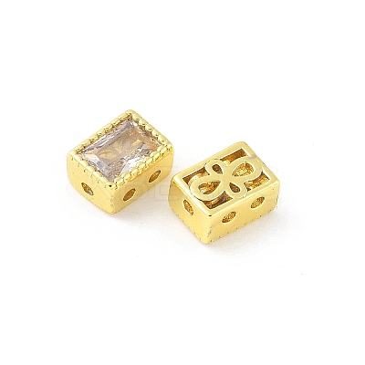 Rectangle Brass Glass Beads X-KK-Z101-01G-1