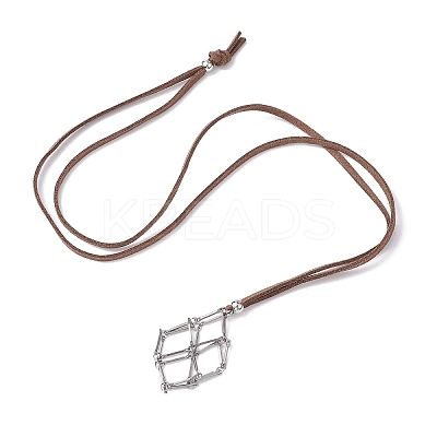 Crystal Holder Cage Necklace NJEW-JN04587-03-1