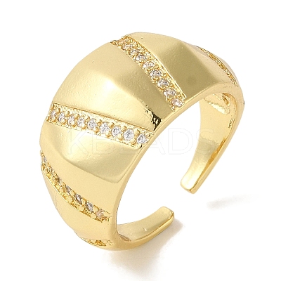 Rack Plating Brass Micro Pave Cubic Zirconia Cuff Ring RJEW-P104-11G-1