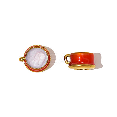 304 Stainless Steel Enamel Flat Round Charms STAS-OY009-52G-1