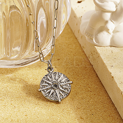 Non-Tarnish 304 Stainless Steel Sun Pendant Necklaces YN2147-2-1