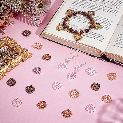 100Pcs 5 Colors Tibetan Style Alloy Pendants FIND-PH0023-07-1