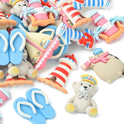 28Pcs 7 Styles Nautical Themed Opaque Resin Cabochons CRES-FS0001-09-1