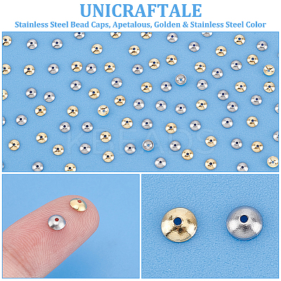 160Pcs 2 Colors 304 Stainless Steel Bead Caps STAS-UN0061-26-1