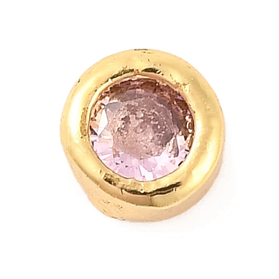 Rack Plating Flat Round Brass Micro Pave Cubic Zirconia Cabochons KK-F874-03G-03-1
