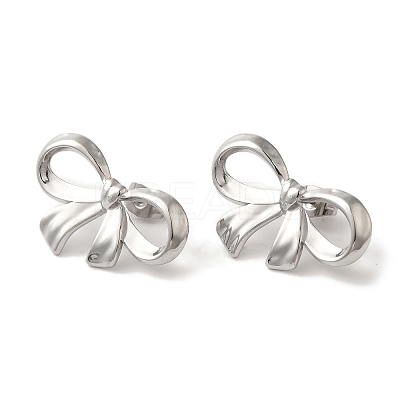 304 Stainless Steel Bowknot Stud Earrings EJEW-C114-33P-1