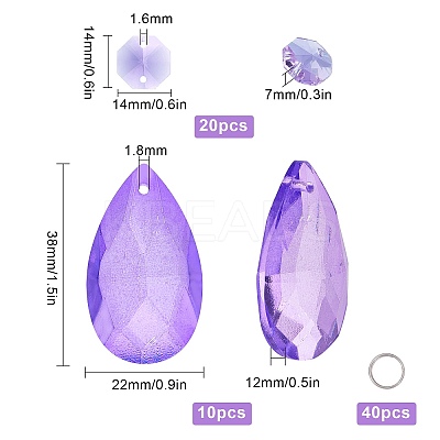 DIY Shining Faceted Pendant Making Kits DIY-GF0003-25E-1