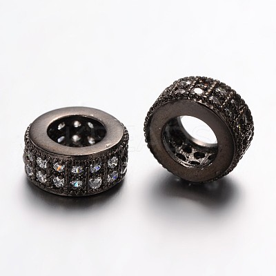 Brass Micro Pave Clear Cubic Zirconia European Beads ZIRC-L037-16B-FF-1