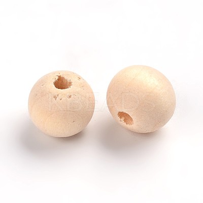 Natural Unfinished Wood Beads WOOD-S651-10mm-LF-1