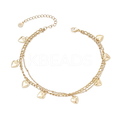 304 Stainless Steel Tassel Double Layer Anklets for Women AJEW-AN00704-03-1