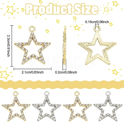 20Pcs 2 Colors Alloy Rhinestone Pendants ALRI-YW0001-26-1