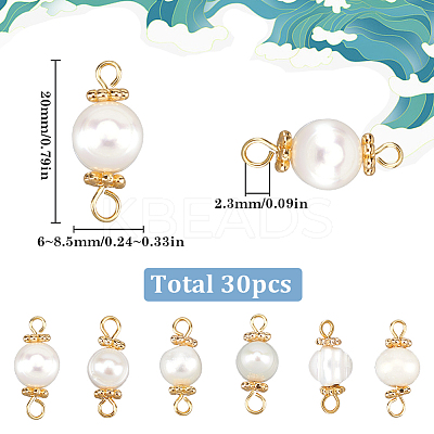 30Pcs Natural Cultured Freshwater Pearl Connector Charms PALLOY-SC00002-1